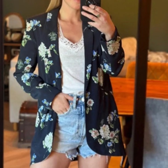 Floral print loose fit blazer - Picture 3 of 4